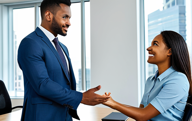 A diverse angel investor and a confident entrepreneur in professional business attire, fully clothed, are engaged in a collaborative discussion in a modern, well-lit office meeting room. They are looking at each other with expressions of shared understanding and mutual respect, symbolizing a focus on strategic vision beyond just numbers. The atmosphere is professional and purposeful. safe for work, appropriate content, fully clothed, professional dress, perfect anatomy, correct proportions, natural pose, well-formed hands, proper finger count, natural body proportions, high resolution, sharp focus, professional photography.