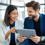 성공적인 앤젤 투자자의 성장 스토리 - **Prompt:** A dynamic, well-lit scene in a modern, open-plan co-working space. An experienced female...