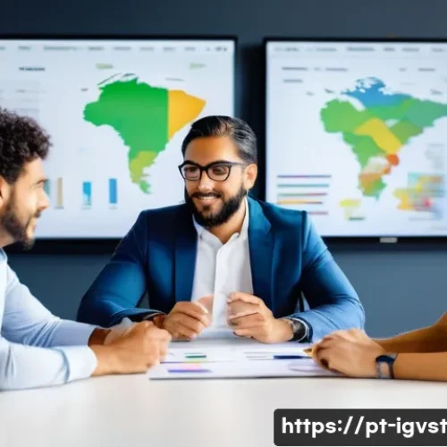 앤젤 투자로 인한 창업자 퇴출 사례 - A modern Brazilian startup office scene showing a diverse group of entrepreneurs and an angel invest...