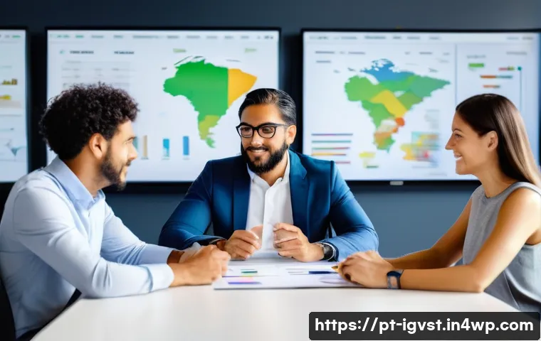 앤젤 투자로 인한 창업자 퇴출 사례 - A modern Brazilian startup office scene showing a diverse group of entrepreneurs and an angel invest...