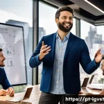 Home 23 투자 시 창업자의 비전 이해하기 - A dynamic startup founder leading a diverse team in a modern São Paulo co-working space, the founder...